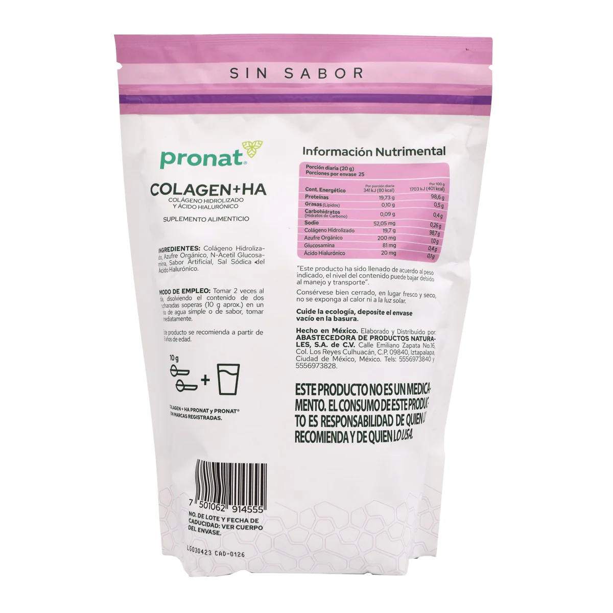 COLAGENO HIDROLIZADO Y ACIDO HIALURONICO 500 G