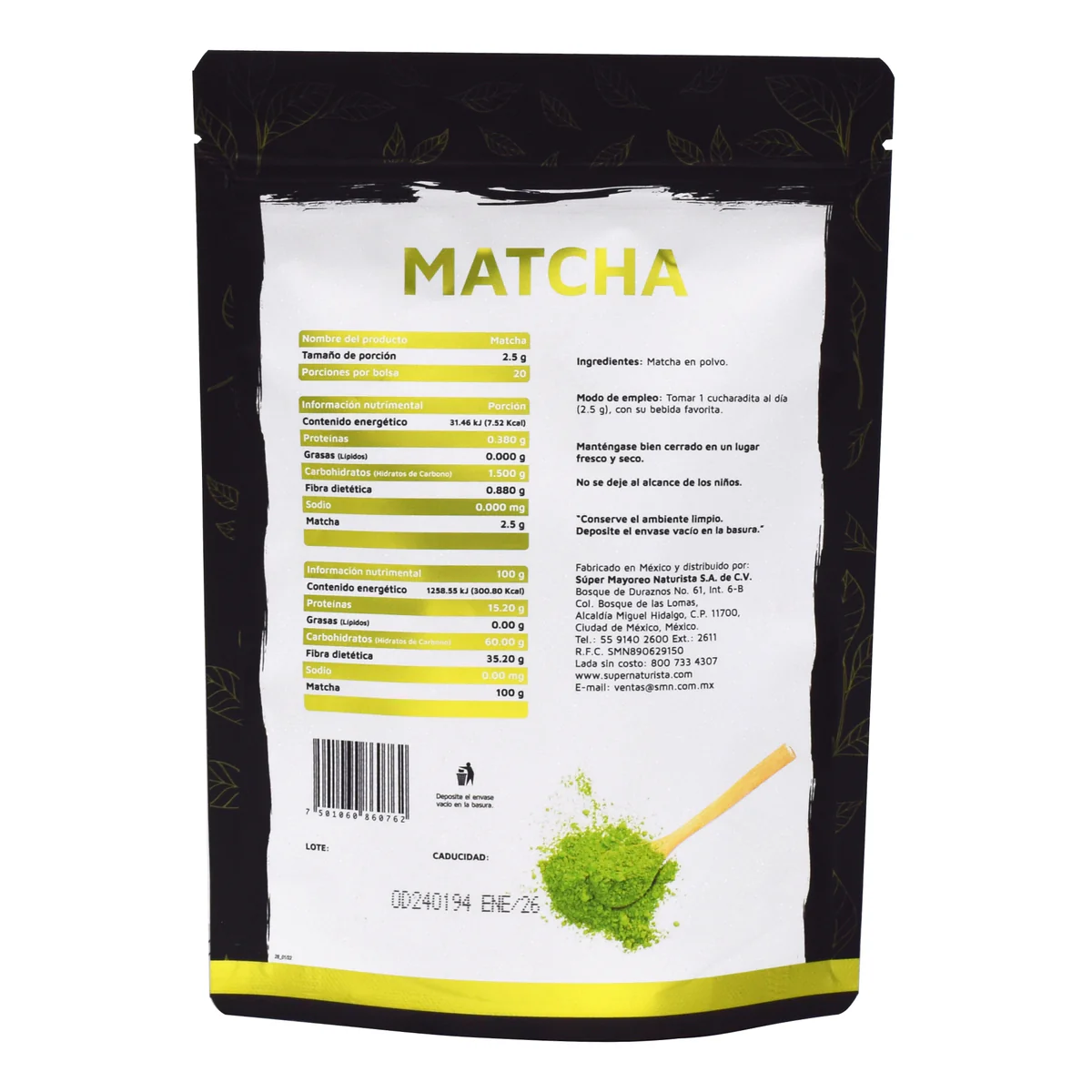 MATCHA 50 G VIDANAT/VITAMINAS