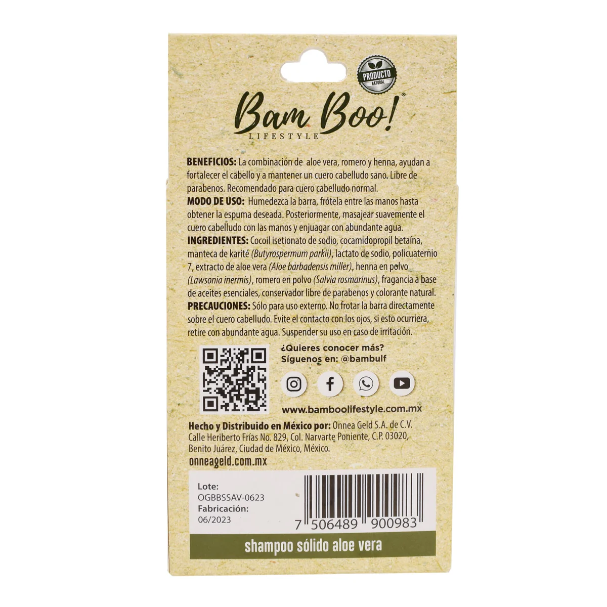 Shampoo Solido Aloe Vera 80 G