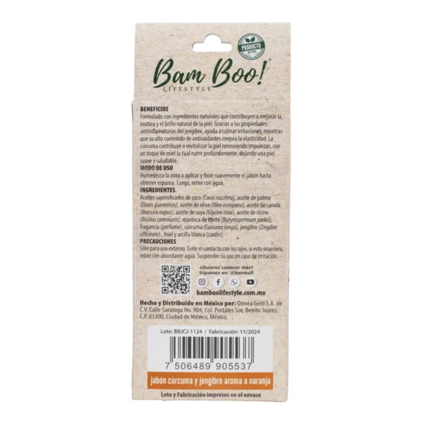 bamboo curcujbn2 Jabón Curcuma Jengibre 100 G