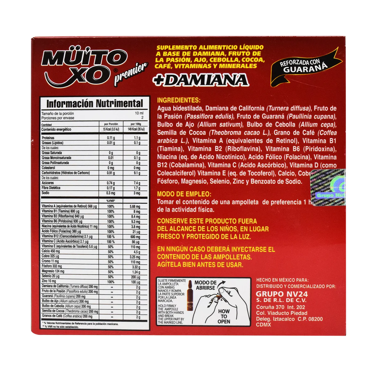 Muito Cxo Damiana 2 Amp 10 Ml