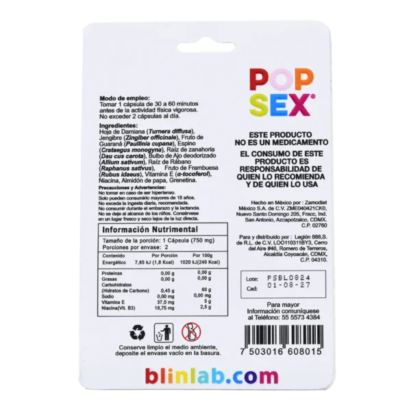 Pop Sex 2 Cap (Vigorizante Natural Para EL/ELLA)🔥
