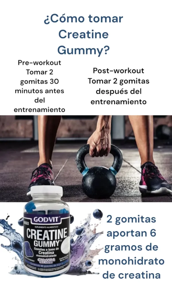 GOMITAS DE CREATINA MONOHIDRATADA CREATINE GUMMY C/90 C/3GR sabor blue berry