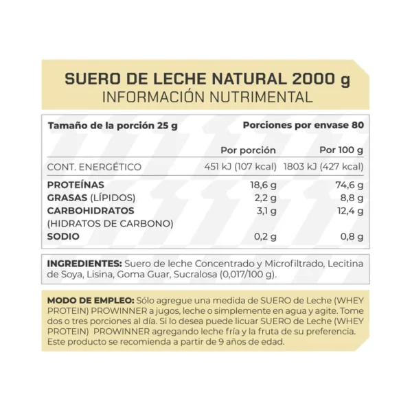 Proteína de Suero de Leche Concentrado Sabor Natural 2