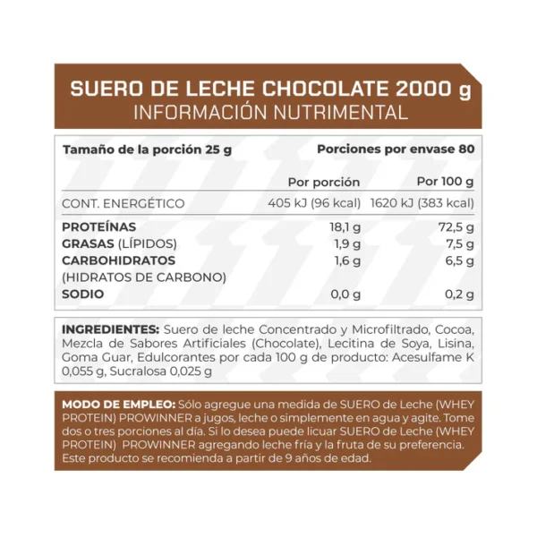 Proteína de Suero de Leche Concentrado Chocolate 2 kg